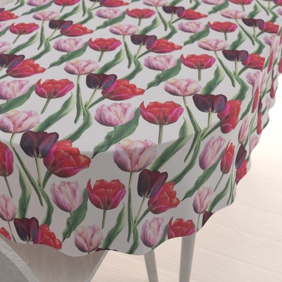 Biante Dekoračný oválny obrus Terra TRA-001 Tulipány na dymovo sivom 120x140 cm