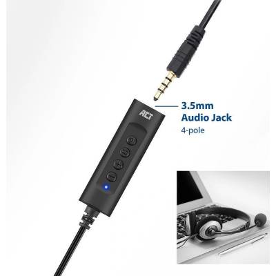 Ewent AC9360, 2.0, USB-A, 3.5 mm, Black (AC9360)