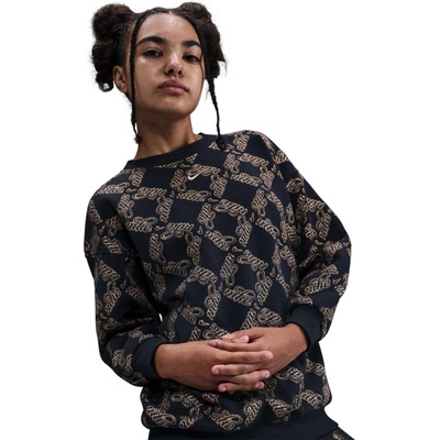Nike Блуза g nsw clb flc os crew aop shne