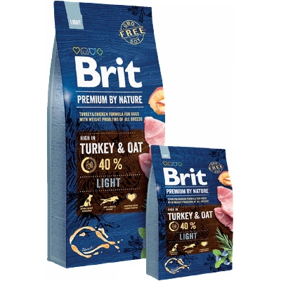 Brit premium by nature light- Суха храна за кучета с наднормено тегло от всички породи с 40% прясно пуешко месо 15 кг