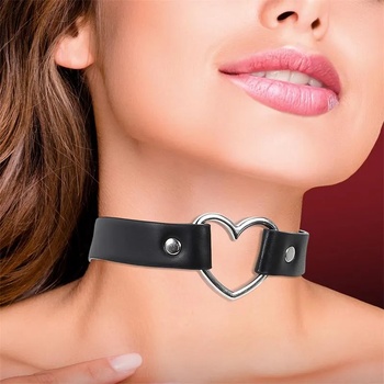 Image 1 of Cinderella Collar with Heart Choker Stile Vegan Lether Black