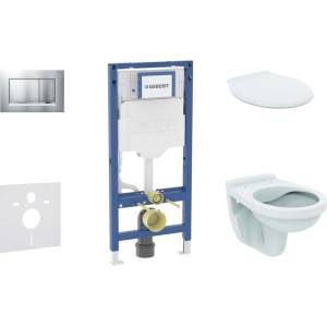 Geberit Duofix - Комплект за монтаж пред стена, тоалетна Alpha и седалка, бутон Sigma20, матов хром/хром SANI11CD2130 (SANI11CD2130)
