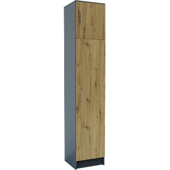 Гардероб с две врати Stefany антрацит и дъб артизан