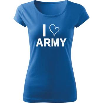 Image 1 of DRAGOWA дамска тениска с къс ръкав, I Love Army, синя, 150г/м2 (5063)