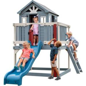 Backyard Discovery Beacon Heights Playhouse със синя пързалка, пясъчник и веранда (B2102323)