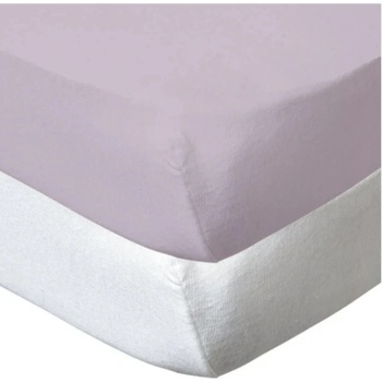 Babycalin Бебешки чаршафи с ластик Babycalin - 60 х 120 cm, 2 броя, бял/лилав (BBC413513)