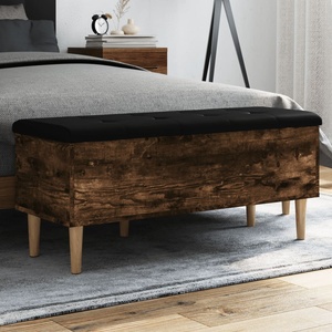 vidaXL Пейка за съхранение, опушен дъб, 102x42x46 см, инженерно дърво (835086)
