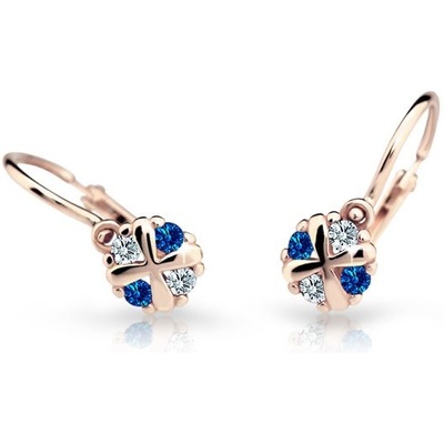 Danfil dětské náušnice C2153 z růžového zlata s kamínky Dark Blue zapínání brizura