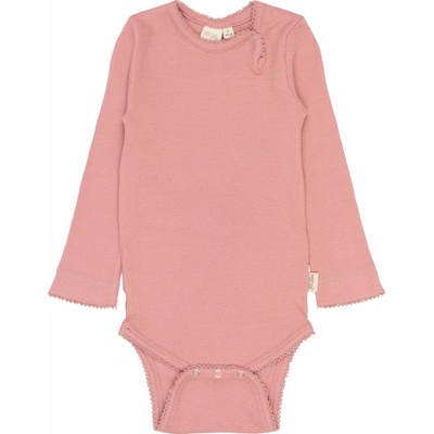 Detské body s dlhým rukávom z organickej bavlny a modalu PETIT PIAO ružové Dusty Rose