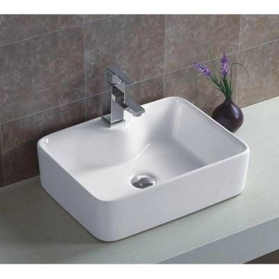 Inter Ceramic Мивка за баня ICB 864, монтаж върху плот, порцелан, бял, 48x37x13.5см (864)