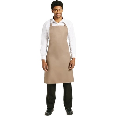 WhitesChefsClothing B429 náprsní zástěra z polybavlny světle hnědá