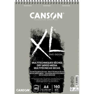 Canson Skicák XL Dry Mixed Media Sand Grain šedý A4 160 g, 40 listů
