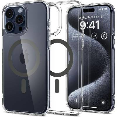 Удароустойчив кейс с MagSafe пръстен за iPhone 15 Pro Max от Spigen Ultra Hybrid Mag - Графит (8809896749268)