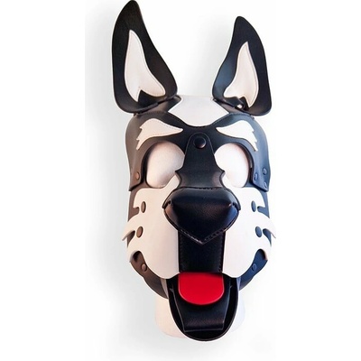 Brutus Pup Hood Black-White, kukla pre puppy play z umelej kože