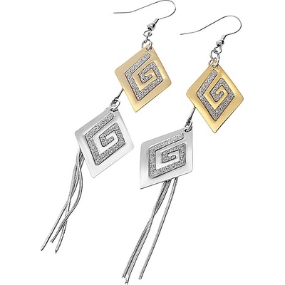 MPM Dámské ocelové visací zlacené nerezové náušnice 5984 stříbrnozlaté barvy SER.5984