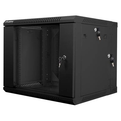 Lanberg rack cabinet 19 double-section wall-mount 9U / 600x600 for self-assembly (flat pack), black (WF02-6609-10B)
