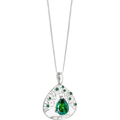 Preciosa Strieborný náhrdelník so zirkónmi Green Tree of Life 5220 66