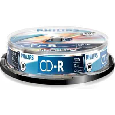 Philips CD-R 80 52x 10db/цилиндър (10 етикета) PH334543 / CPHC10 (PH334543 / CPHC10)