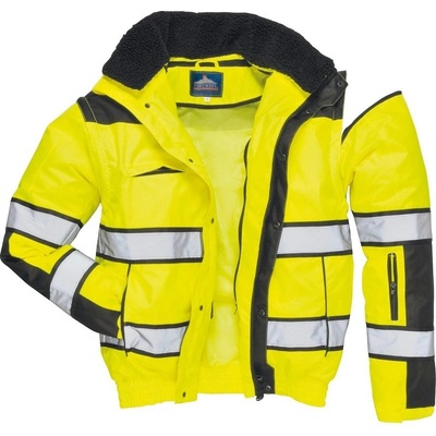 PortWest bunda Hi-Vis bomber Classic C466 a kapuce reflexní Žluto-černá