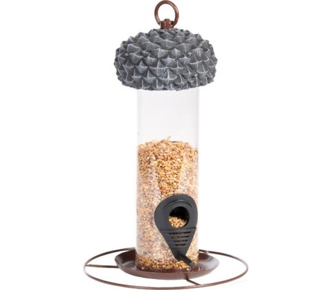 Esschert Design Závěsné plastové krmítko pro ptáky Žalud 16.5 x 27 cm hnědé