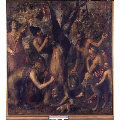 Obrazy - Tizian: Apollo a Marsyas - reprodukce obrazu