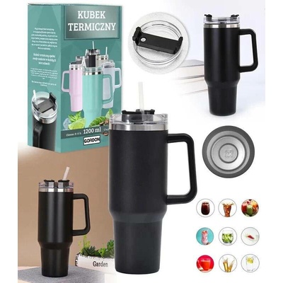Pronett XJ5557 Termohrnek s uchem a brčkem nerez 1000 ml černý