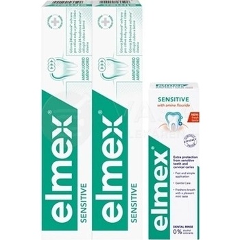 Elmex Sensitive zubná pasta 2 x 75 ml + ústna voda 100 ml darčeková sada
