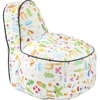 Pufrelax Пуф стол, 200л. , OK Junior, A Colourful World, Водоустойчив, Перящ се калъф, Пълнеж от Полистиролни перли, принт (PUF-G-OKJ-TEXP-LUC)