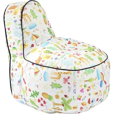 Пуф стол, 200л. , OK Junior, A Colourful World, Водоустойчив, Перящ се калъф, Пълнеж от Полистиролни перли, принт (PUF-G-OKJ-TEXP-LUC)