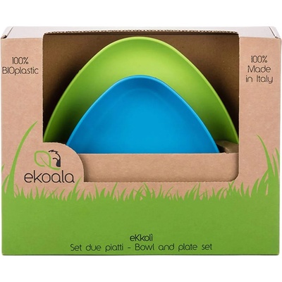 eKoala Еко комплект за хранене eKoala - 2 чинии, синьо и зелено (eK1008)