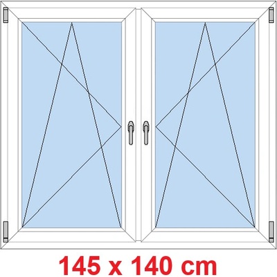 Soft Dvoukřídlé plastové okno 145x140 cm OS+OS se sloupkem Bílá