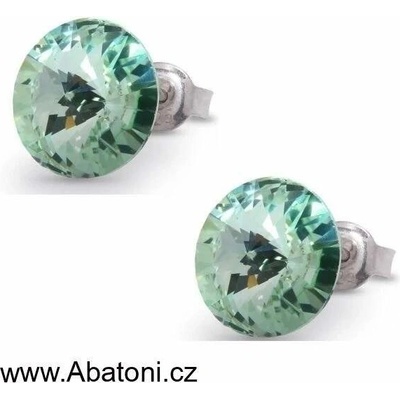 Swarovski Elements Rivoli vlepený krystal Ocelové náušnice pecky puzety zelené kulaté 51037.3 Chrysolite zelená světlá mátová