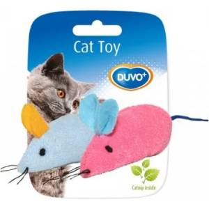 Duvoplus играчка за котки, мишки от плат, с котешка трева, 6х5х3 см, 2 бр, Белгия - 1717019