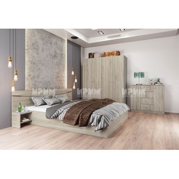 Bogdan Furniture I Спален комплект модел 7062 за матрак 160/200, Сонома тъмна