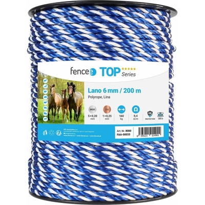 fencee lano pro elektrický ohradník, průměr 6 mm, modro-bílé