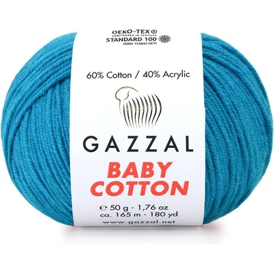 Gazzal Příze Baby cotton 3428 tm.tyrkysová