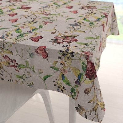 Biante Dekorační čtvercový ubrus PML-083 Květiny a motýli na béžovém 100x100cm