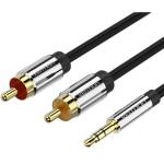 Vention 3, 5 мм жак/M - 2RCA/M, (аудио, позлатено покритие, метален корпус), 3 м, кабел
