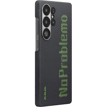 PITAKA Tactile Woven Luminous Aramid Fiber Case - кевларен кейс с MagSafe за Samsung Galaxy S25 Ultra (черен-зелен)