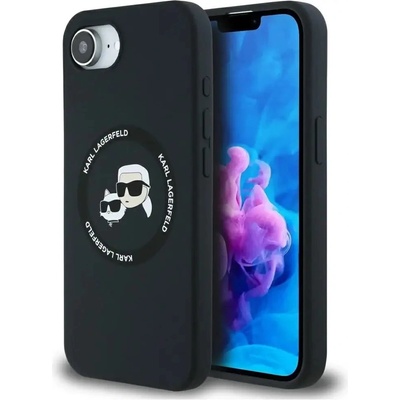 KARL LAGERFELD Liquid Silicone Karl & Choupette Heads Case с MagSafe за iPhone 16e - черен (3666339453688)