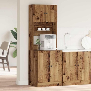vidaXL Кухненски сървър с рафт 2 pcs Старо дърво 60 x 50 x 180 см (3365555)
