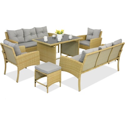 Garden Point Градинска мебел от полиратан с бежови пуфове Bari Apetito 8 Garden Point (GAP500)