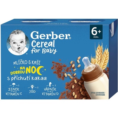 Gerber Cereal mlíčko s kaší na dobrou noc kakao 2 x 200 ml