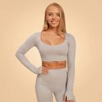 GymBeam BeastPink Дамски топ Sense Crop Top Grey XS