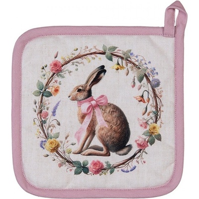 Clayre & Eef Chňapka podložka zajac s kvetmi Easter Whispers Collection 20 x 20 cm