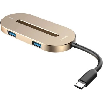 Baseus USB-C to HDMI + USB 3.0 O Hub (CABOOK-0V) - USB-C хъб за свързване от USB-C към HDMI и USB 3.0 (златист)