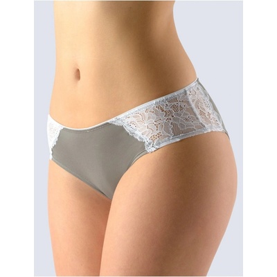 GINA dámské kalhotky francouzské šité bokové s krajkou jednobarevné La Femme 2 14138P šedá bílá