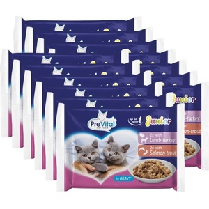 PreVital Cat Junior Консерва агнешка-индийка/сьомга-истинска риба в сос 52 x 100 г