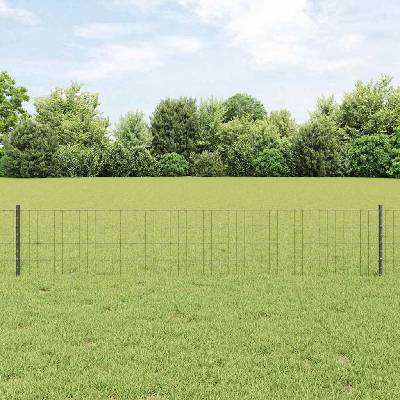 OMAXI Euro plot s pilotem 10 x 0,4 m Ocel potažená PVC Šedá Síťovina 923172