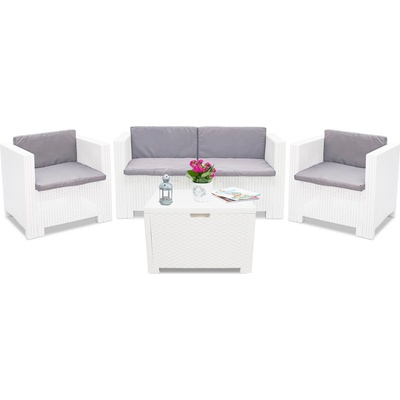 BICA Бели техноратанови мебели с диван Colorado Coffee Box 4 с ракла Bica (BC9017BLbox)